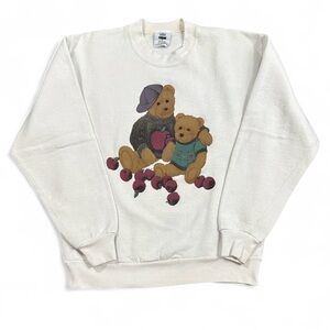 Vintage &0’s Teddy Bear Apples Crewneck Sweatshirt Women’s M Oversized Boxy Fit